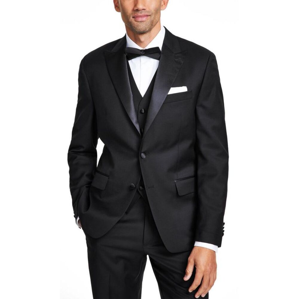 Michael Kors Mens Classic-Fit Wool Tuxedo Jacket 44 Short Black - NWT $480